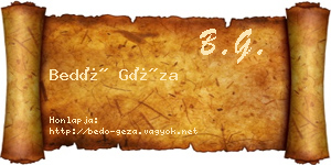 Bedő Géza névjegykártya